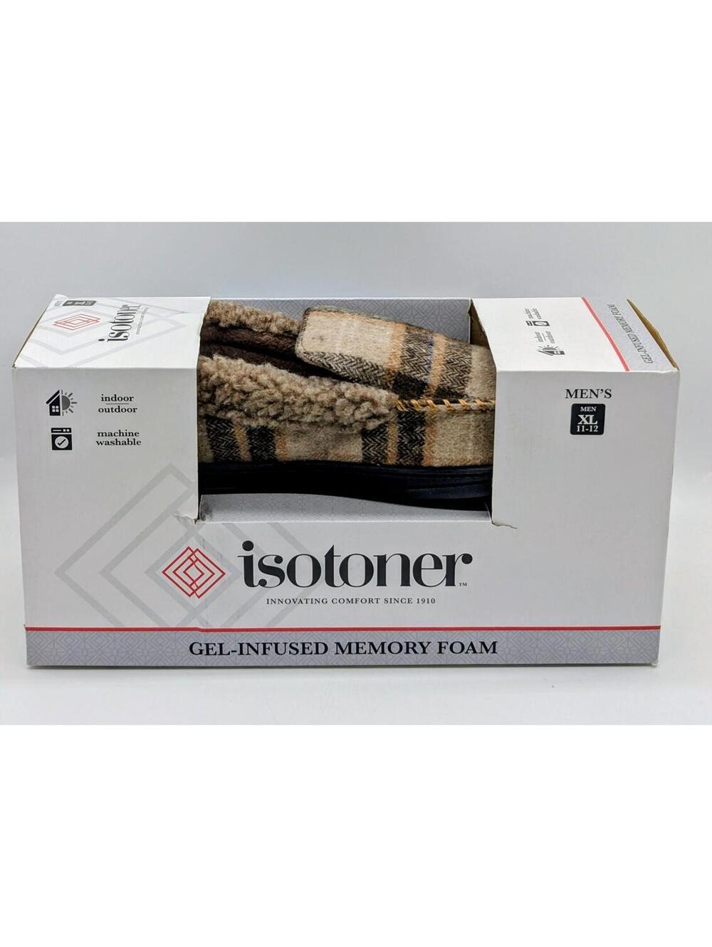 Mens Size 11 - 12 Isotoner Memory Foam Comfort Slippers XL Dark Chocolate Brown